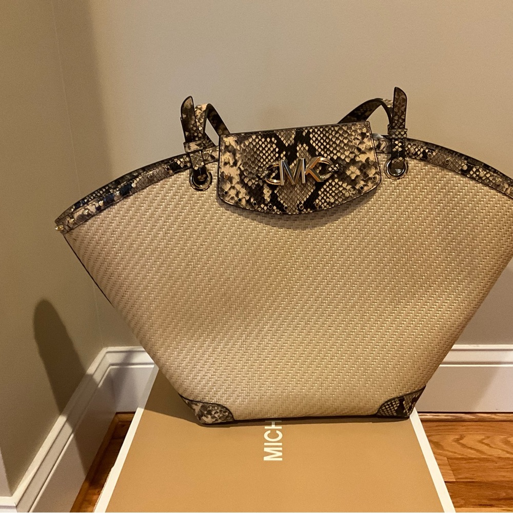 Michael Kors Snakeskin and Beige Tote